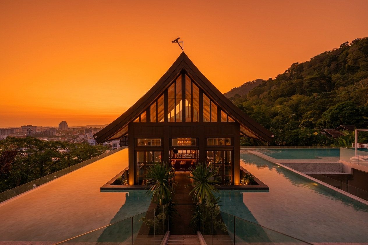 The Glass House sky lounge at sunset